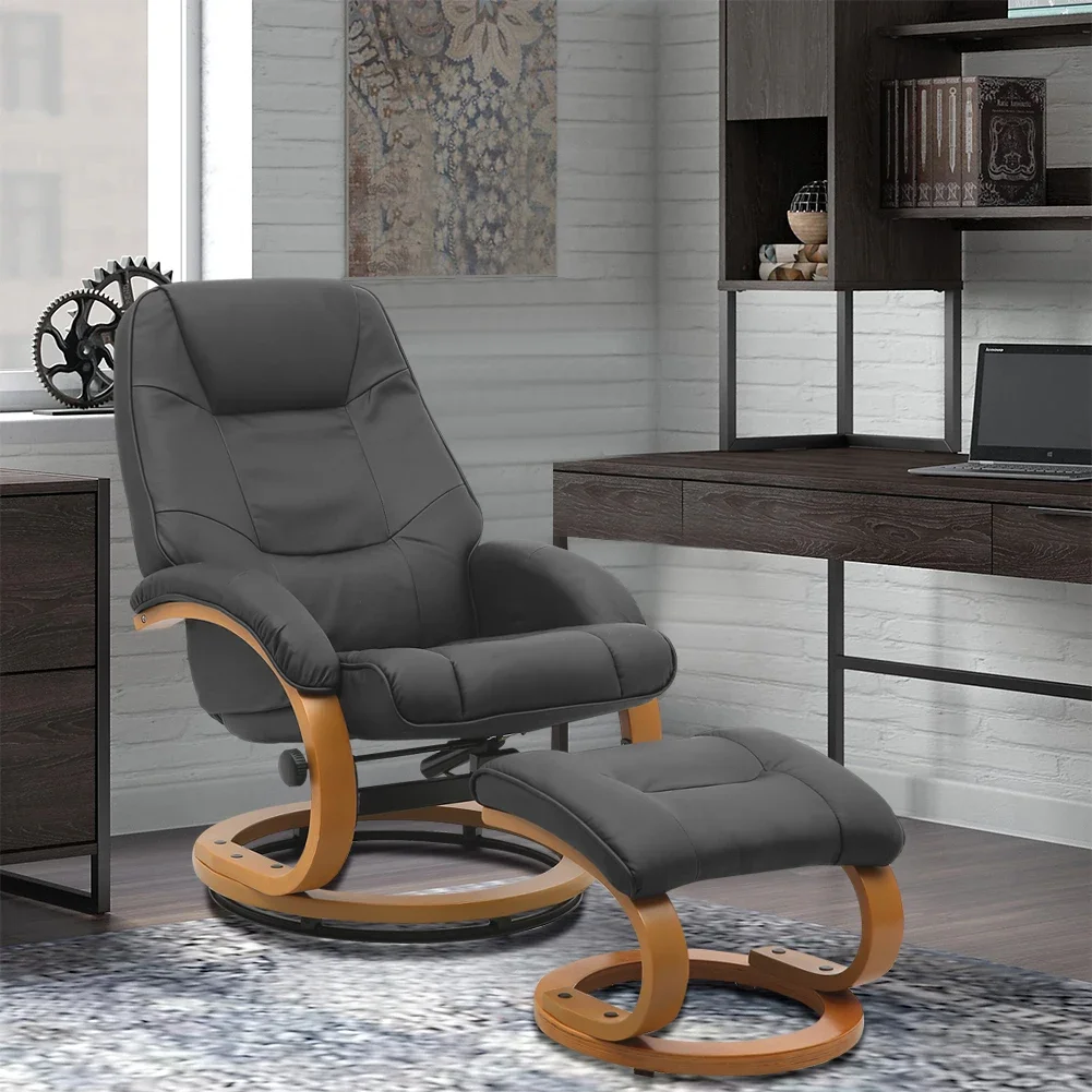 

Customizable Leather Ergonomic Executive Office Recliner with Footrest Comfort Lounge Chair, 71cm W x 76cm D x 103.5cm