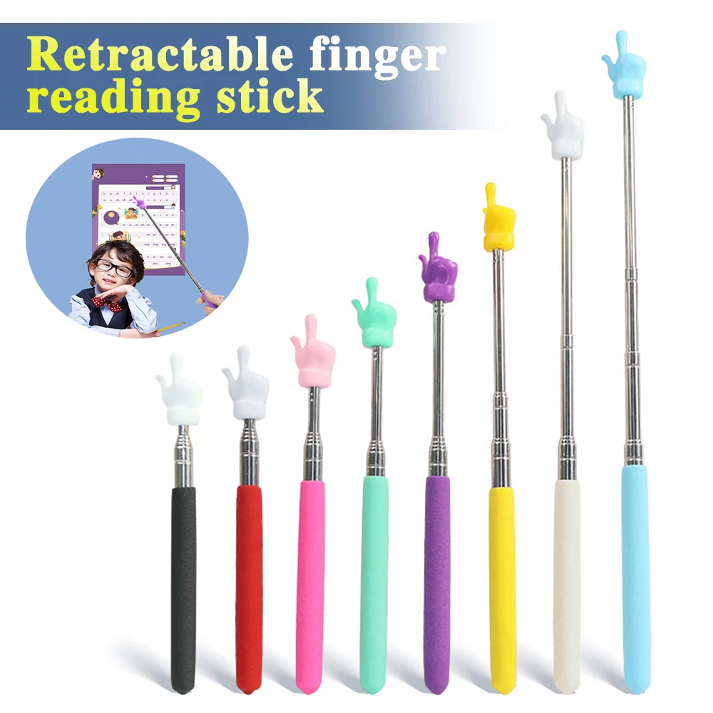 1PC Creative Color Cartoon Finger Stretchable Pointer Kindergarten School Kid Blackboard Baton Teacher Accessories for Classroom
