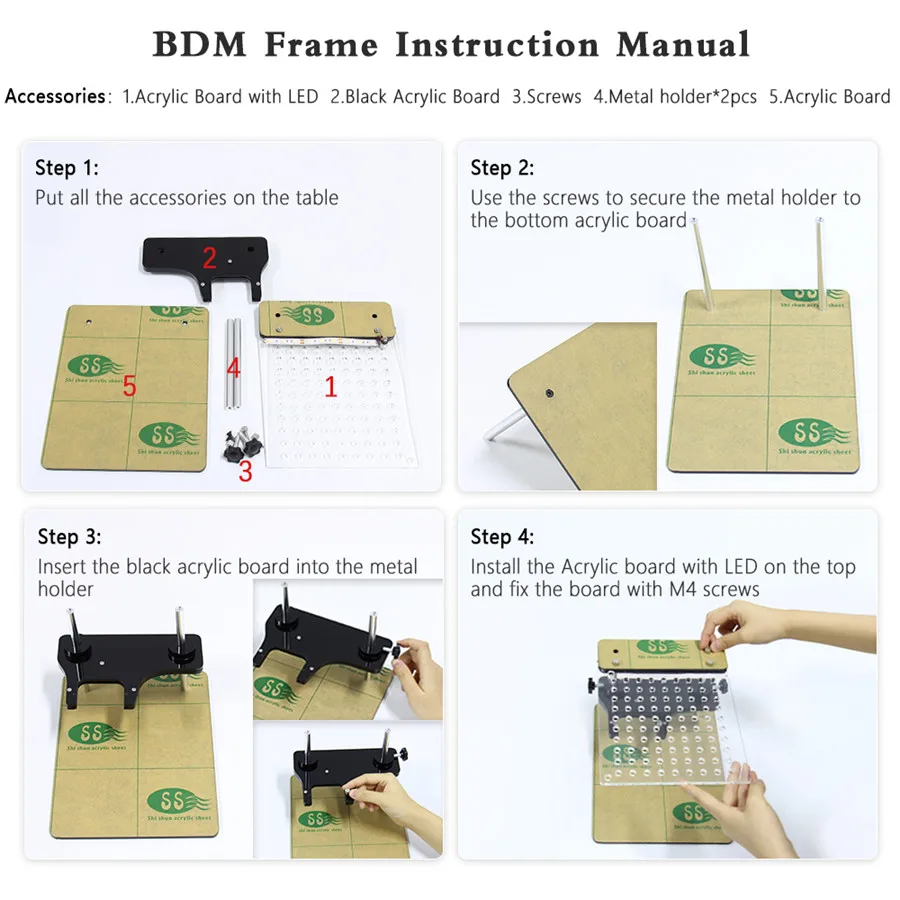 New LED BDM FRAME 4pcs Probe Pens With Full Adapters BDM Frame 2in1 Best For/Fgtech/BDM100 Works Together Helper