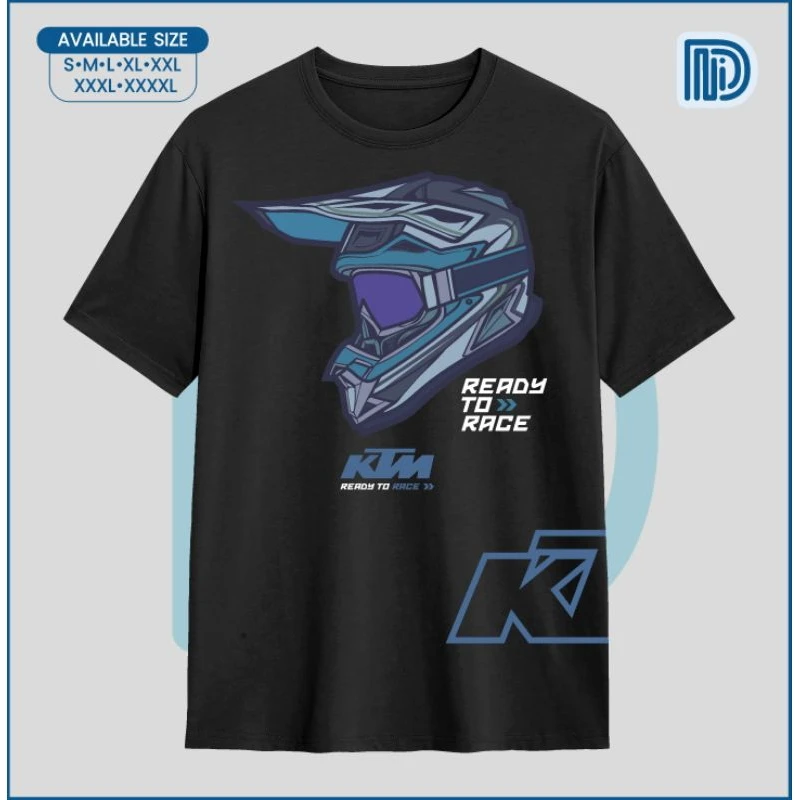 Men's 100% Cotton KTM Motocross Helmet T-Shirt Summer Casual Daily Wear Big Size 4XL 5XL Biker Gift Short Sleeve Tee