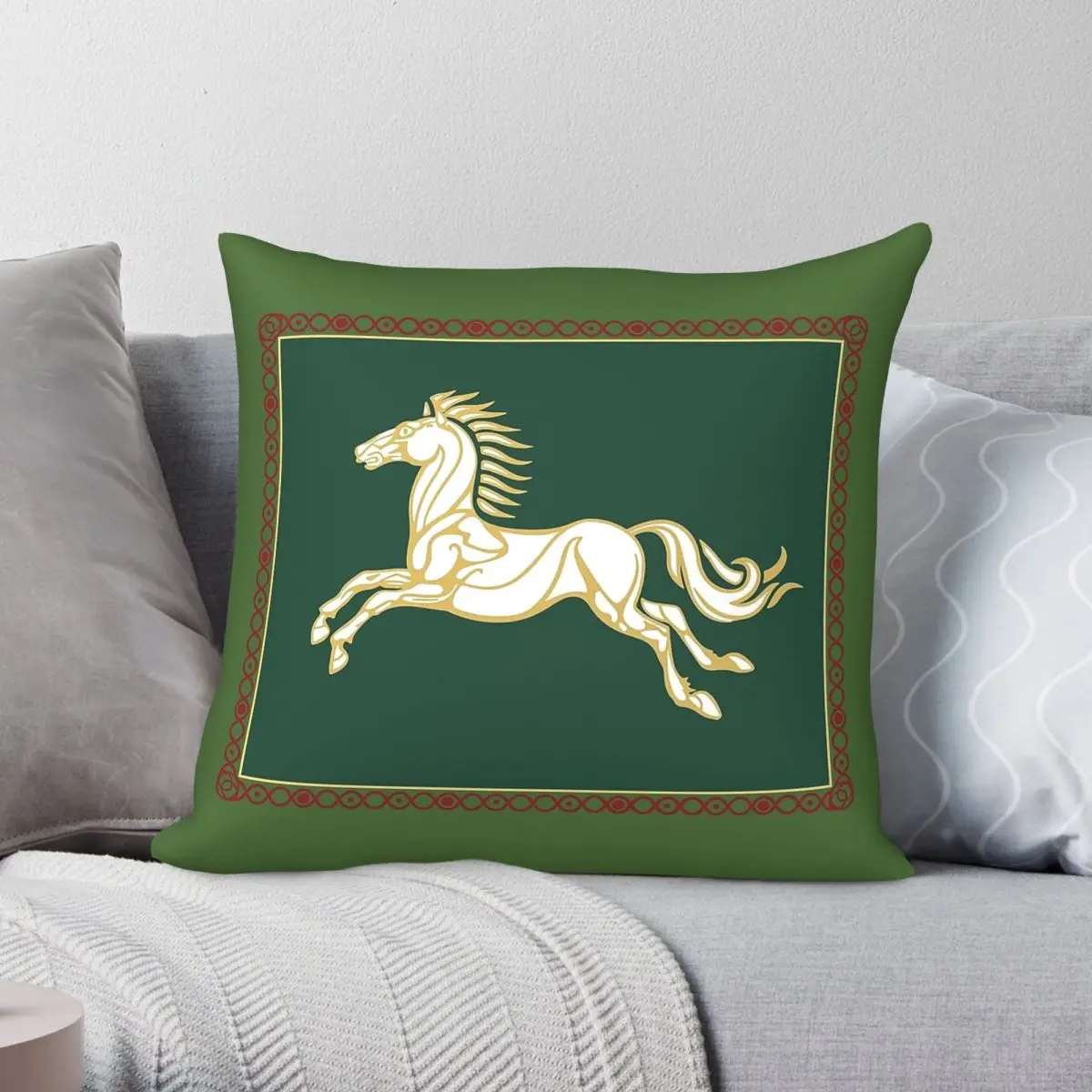 Banner Of Rohan Horse Square Pillowcase Polyester Linen Velvet Pattern Zip Decorative Pillow Case Home Cushion Cover