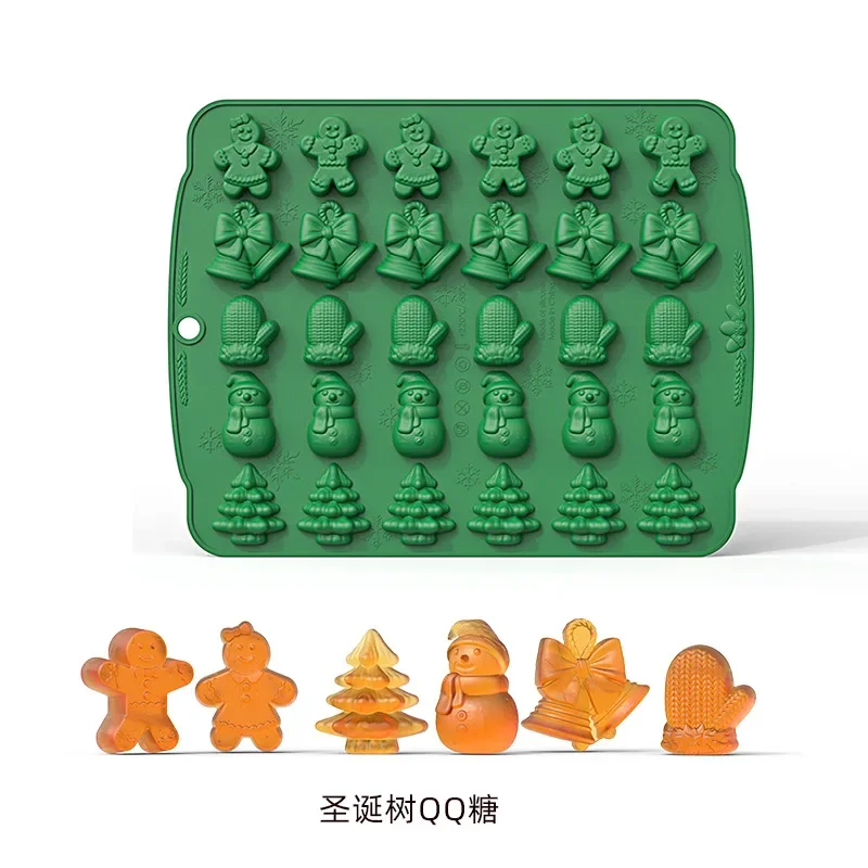 2024 Christmas Silicone Chocolate Mold Gingerbread Man Xmas Tree Snowman Gloves Gummy Candly Mould Kitchen Party DIY Baking Tool