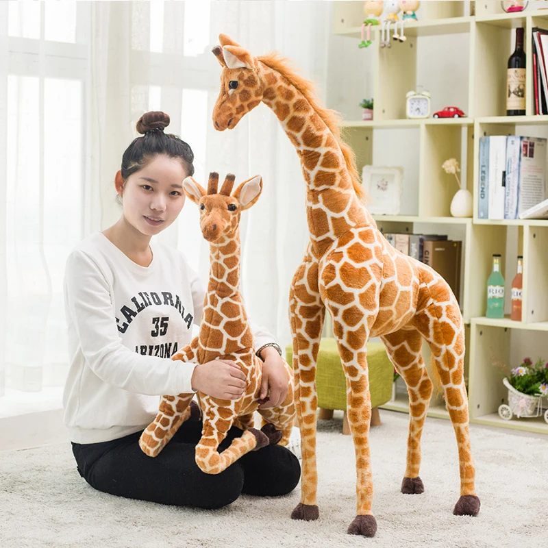 

120cm Huge Real Life Giraffe Decor Plush Toys Cute Stuffed Animal Dolls Soft Simulation Giraffe Doll Birthday Gift Bedroom Decor