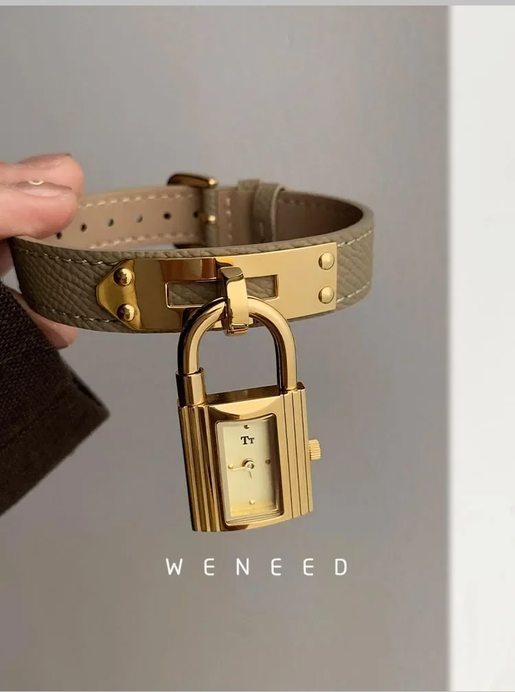 

Charm Stainless Steel New Women's Watch Chain Watch Genuine Leather Vintage Quartz Watch Fashion Small Gold Watch