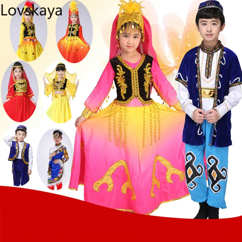 minority Uygur costumes Tibetan Mongolian costumes Children Xinjiang dance costume children and girls