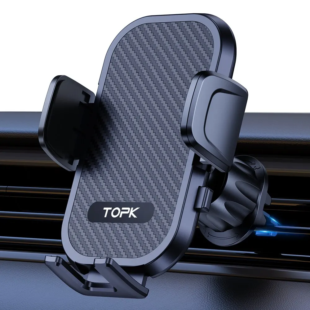 TOPK Autotelefoonhouder Mount Air Vent Mobiele telefoonhouder voor auto Handsfree Gemakkelijk klemhouder in voertuig Geschikt voor alle 4" tot 7" telefoons