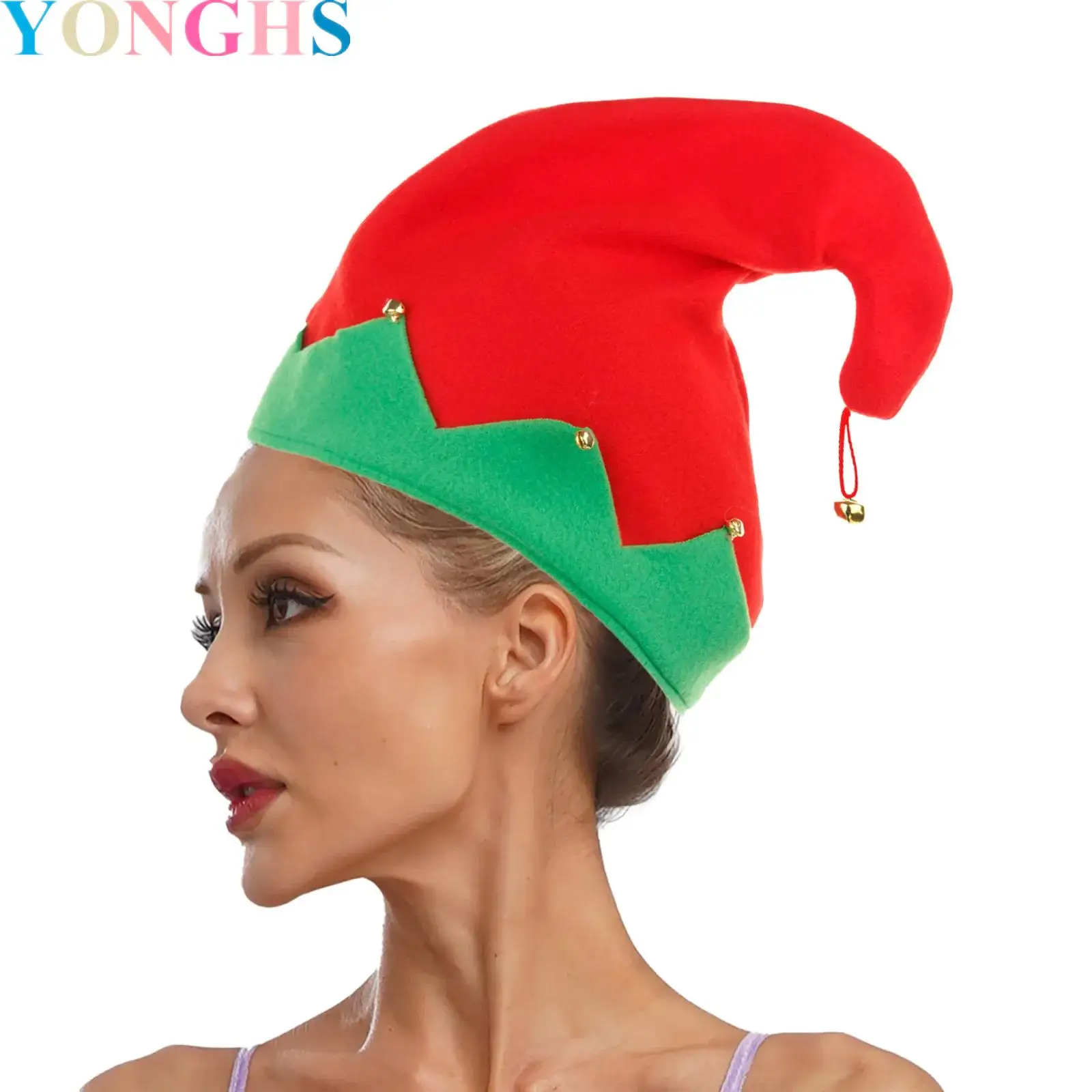 

New Christmas Elf Hat Fancy Xmas Party Bells Hat Festive Headwear for Adult Gift New Year Eve Santa Hat Costume Accessory Decor