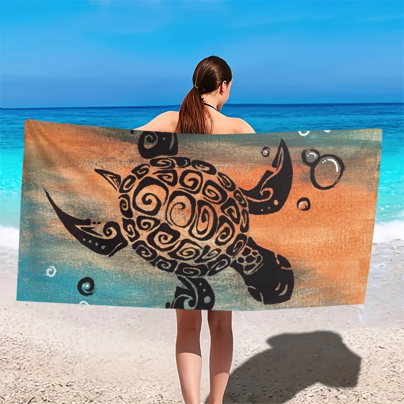Large Quick Dry Beach Towel Microfiber Soft Absorbent Lightweight for Yoga Pool Travel Turtle Art Print Gift