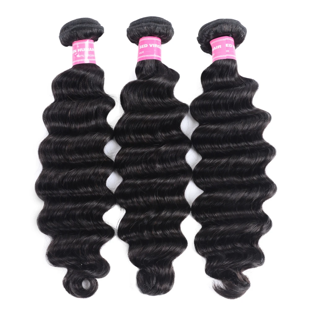 UNICE Loose Deep Wave 1/3 PCS Natural Color Unprocessed Virgin 100% Human Hair Bundles Sew-In Weaves 100Grams Per Bundle