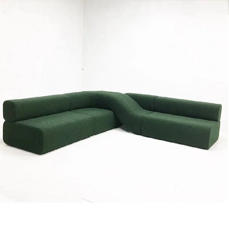 ^Modern Creative Designer L Angle Geometric Curve Winding Multi - Seat Enigma Curation Twist Living Room Sofas