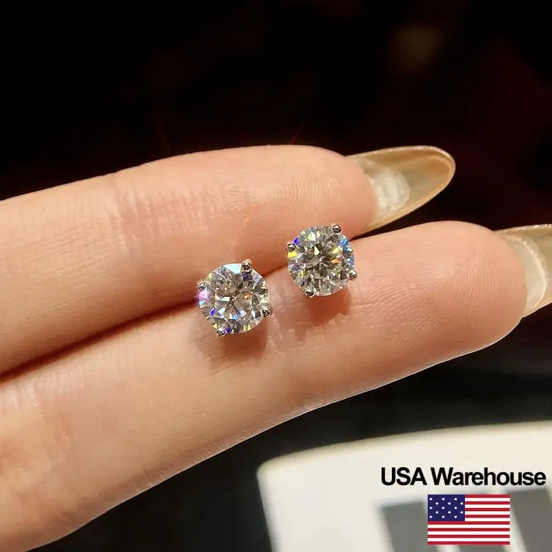 

Серьги с четырьмя когтями из стерлингового серебра 925 пробы 0,1-0,5 карата с муассанитом и бриллиантами для женщин, обручальные свадебные роскошные ювелирные изделия высокого качества