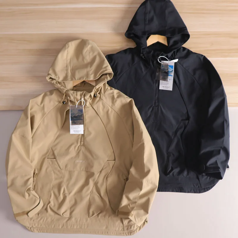 

Outdoor Men's Thiened Hooded Jaet Windproof Water-Resistant Casual Workwear Coat Loose Wide Version Autumn Winter Coat