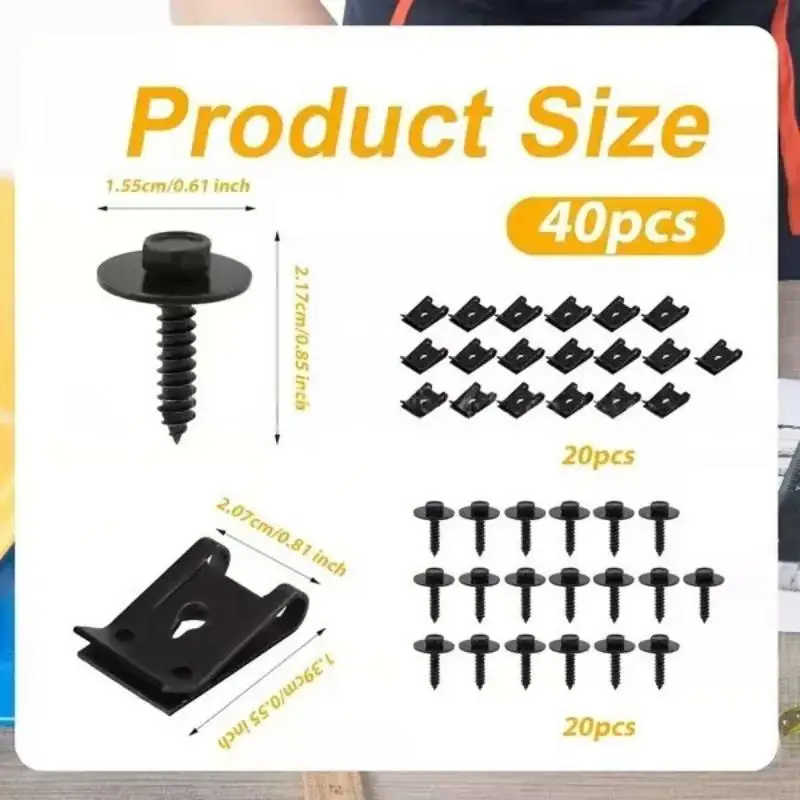 Heavy Duty Metal  Liner Screw Nut Kit Hex Head Universal Engine Splash Shield Fastener for Car Modification
