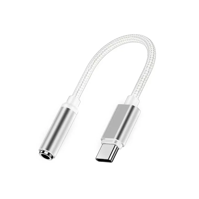 Type‑C to 3.5mm Audio Adapter Cable, Braided Type C Male to 3.5mm Female Aux Jack Converter for Headphone Speaker Stereo Audio