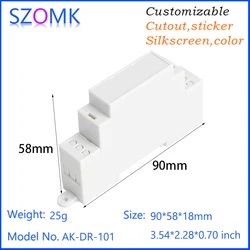 SZOMK 1Pcs/lot din rail junction box  90X58X18mm ABS plastic case enclosure terminal block