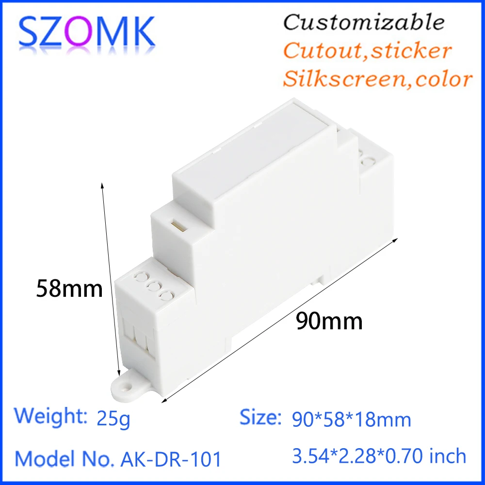 SZOMK 1Pcs/lot DIN Rail Junction Box 90X58X18mm ABS Plastic Case Enclosure Terminal Block