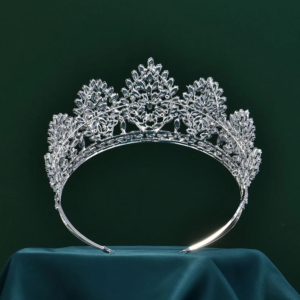 Zcompresses-Diadèmes en cristal sur couronne pour mariée, pièce de sauna de mariage, bandeau de sauna d'anniversaire, bijoux de cheveux de reconstitution historique, luxe