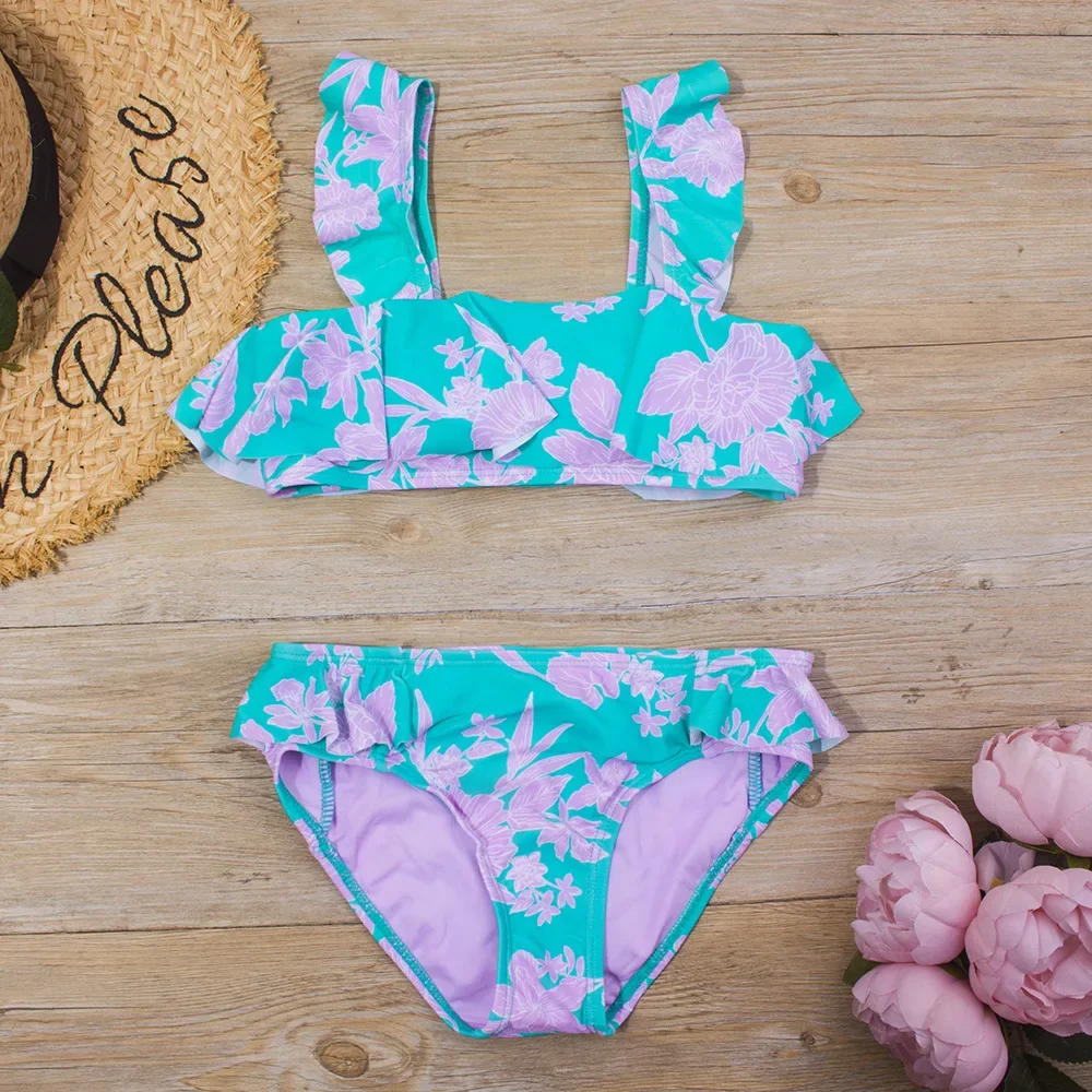 Swimsuit Children Bikini Set Girl Swimwear Baby Print Biquini Infantil Girls 2pcs Swimsuit Kids Beach Wear Bathing Suit 7T-16T