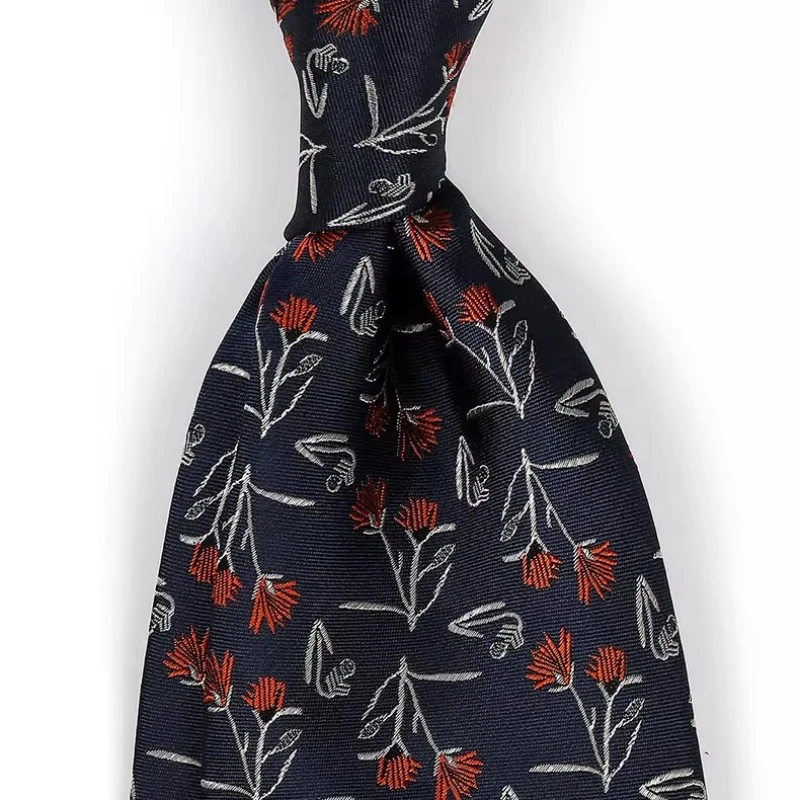 ربطة عنق حريرية فاخرة للعريس - ربطة عنق حرير التوت 100% مع نمط زهور عتيقة، صندوق هدايا الزفاف متضمن