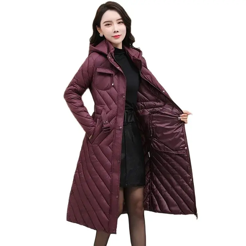 2023 New Winter Cotton-padded  Female Long Korean Slim Fashion Mother Loose Hooded Cotton-padded  FemaleTide 5xl