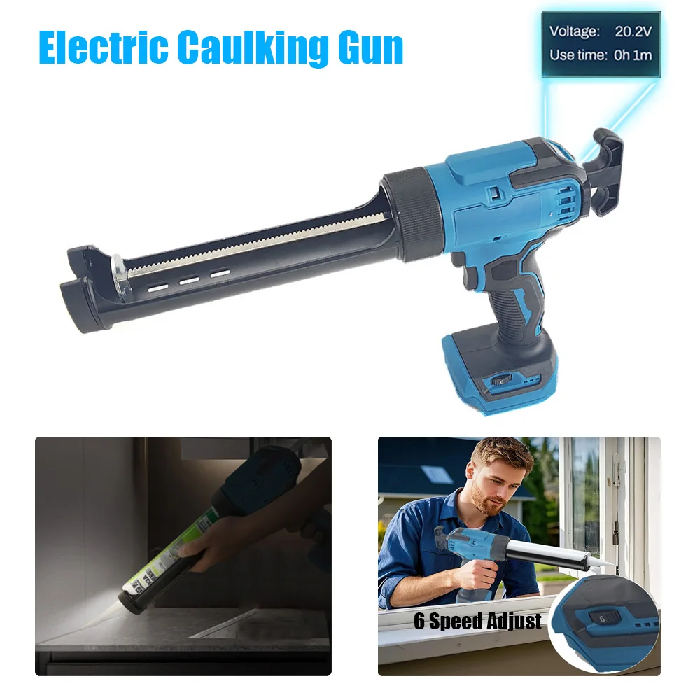 

Electric Caulking Gun 6 Gear Adjustable Speed For Makita/Dewalt 18V-21V Battery Sealants Glue Gun,Structural Filling Glue Gun