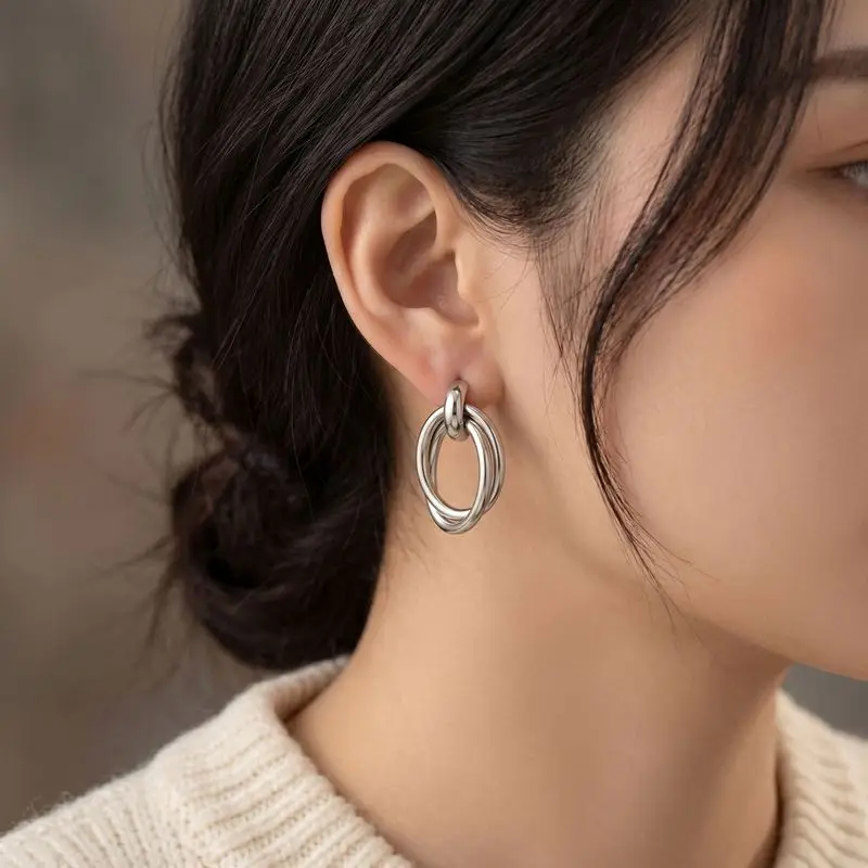 CarlidanaEuropean and American style simple multi-layered hoop earrings with a minimalist design and bold, grand appearance