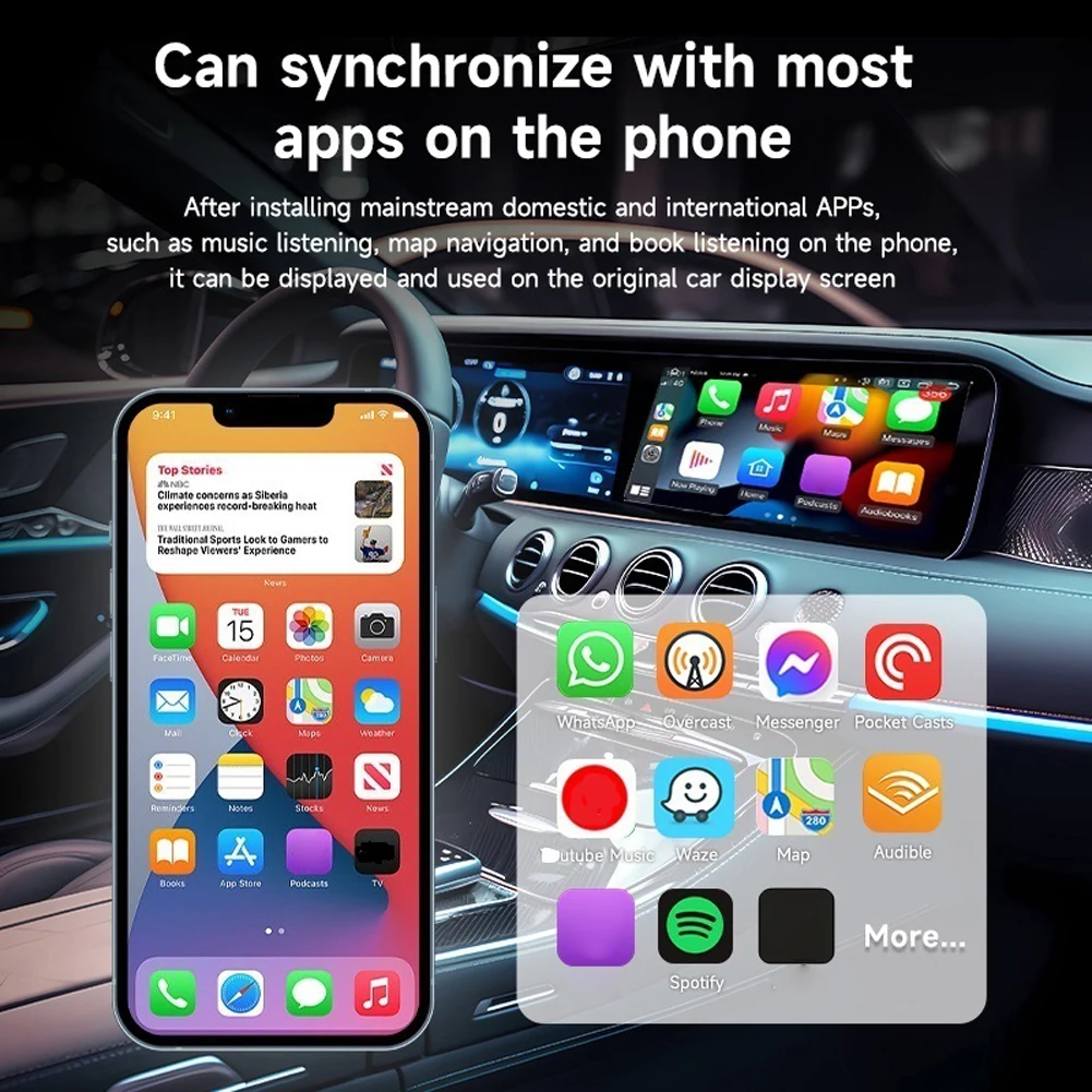 صندوق CarPlay اللاسلكي Android Auto Mini Box Dongle BT WiFi Mini AI Box Auto Connect Android 11+ نظام لسيارات CarPlay Android السلكية