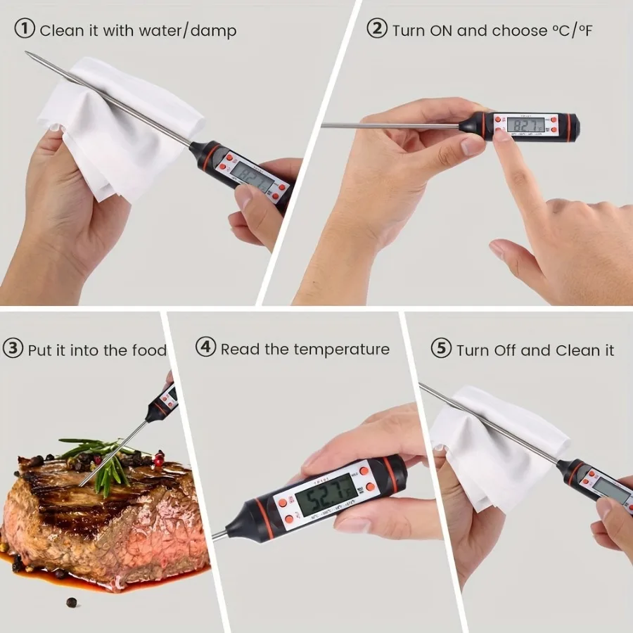 Kitchen Oil Thermometer Digital Needle Meat Cake Fried BBQ Cooking Food Thermometer Digital Temperaure Sensor Meter Thermocouple