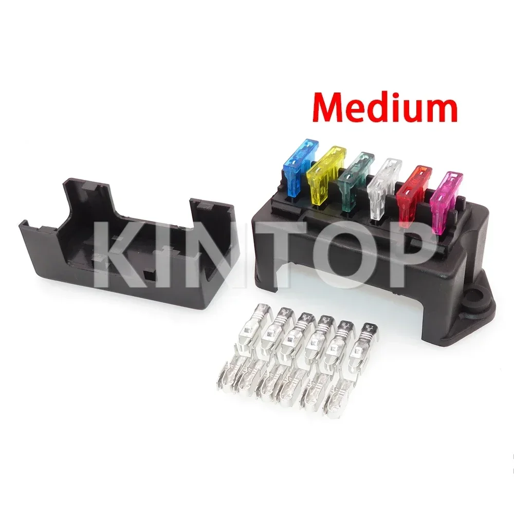 

1 Set 6way Car Fuse Holder Assembly Standard Auto Insurance Socket AC Assembly Middle Black Automobile Wire Controller Box