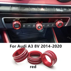 For Audi A3 8V 2014-2020 Car Styling Center Console Multimedia Knob Switch Circles Decoration Cover Trim Interior Accessories