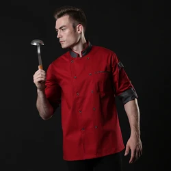Long Sleeve Kitchen Jacket Uniform Chef Coat Hotel Cooking Clothers Professional Kitchen Outfit Man Chef Hotel Costume Work Wear