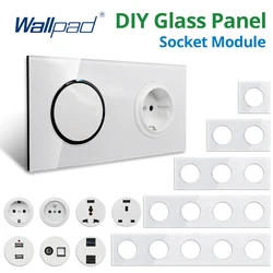 Wallpad DIY Module White Glass Panel Wall Power Socket Electrical Outlet Function Key Free Combination