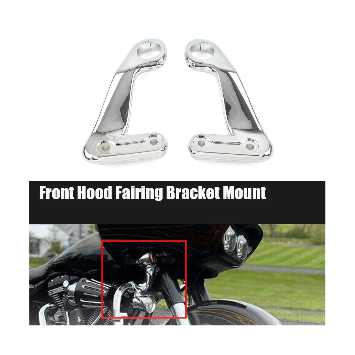 1Pair Plating Front Fairing Bracket Kit for Harley Road Glide 2010-2013 Motorcycle Hood Bracket Fairing Mount Support