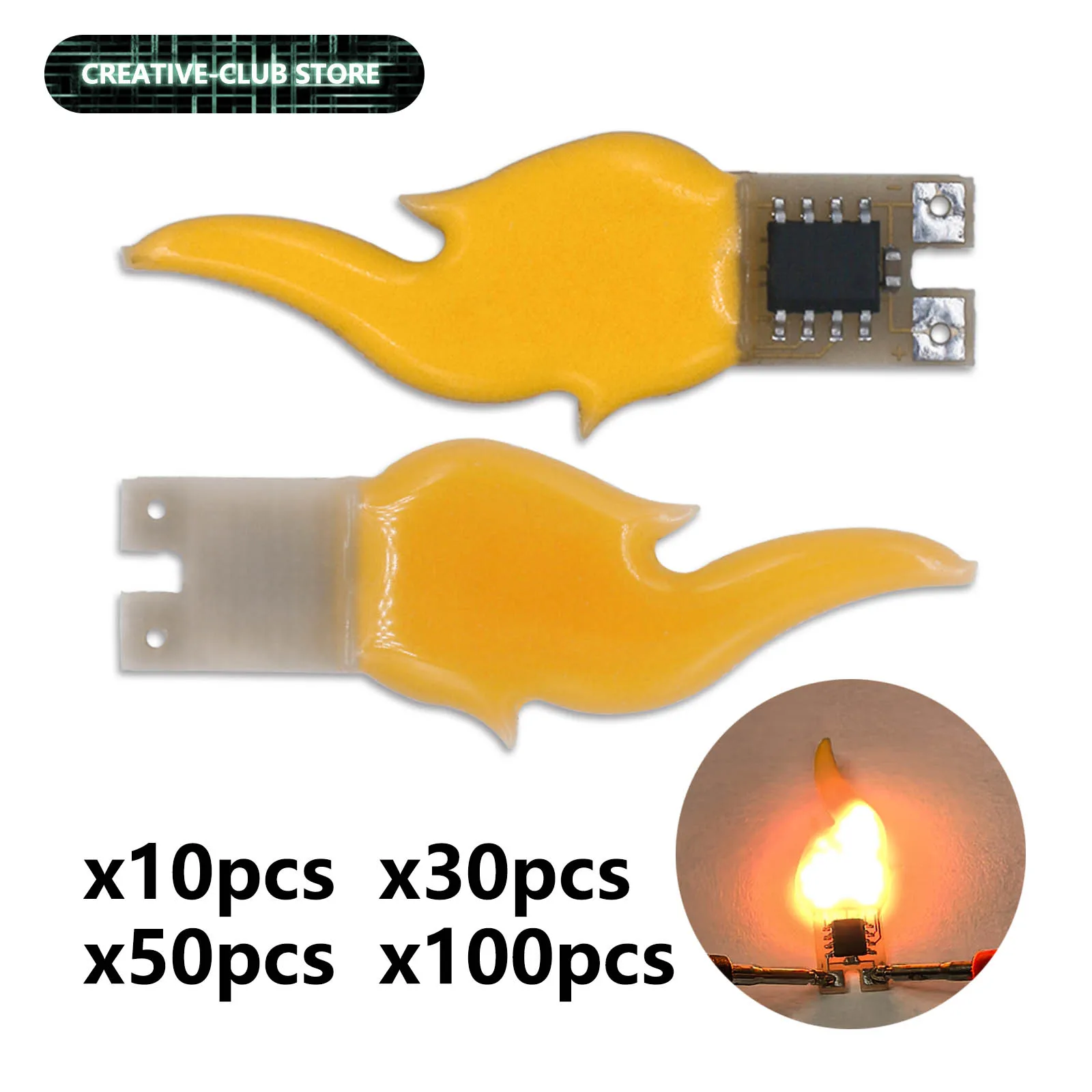 3-5V Realistic Flickering Fire Flame for DIY LED Candles 2200K LED Filament Edison Light Bulb Flameless Candle Light Accessories