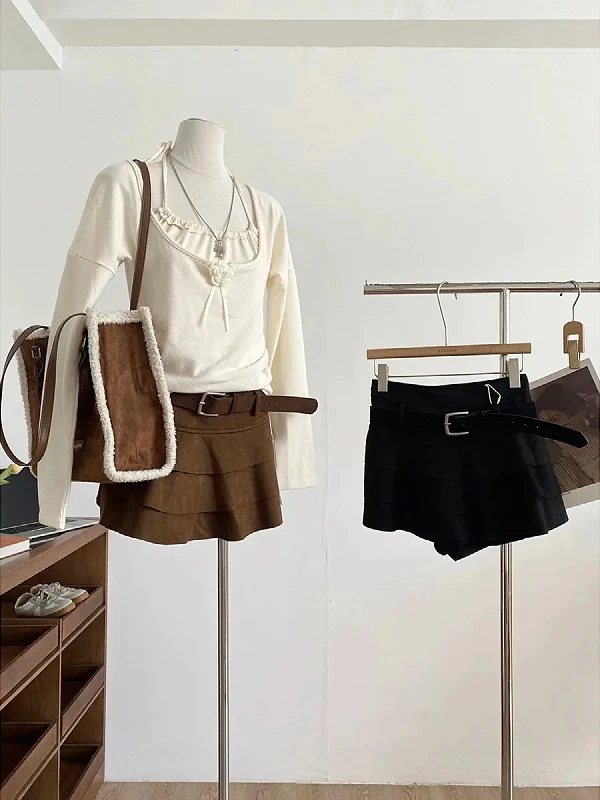 

Юбка А-силуэта с высокой талией и поясом, многослойная, с эффектом «торта», женская, осенне-зимняя, больших размеров, плиссированная, в корейском стиле, для повседневной носки