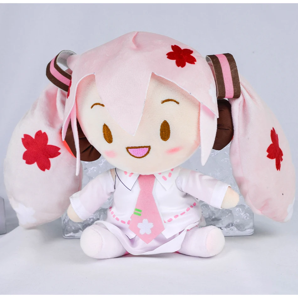 การ์ตูน20ซม.Hatsune Mikuตุ๊กตาPlushตุ๊กตาของเล่นอะนิเมะSakura MikuหิมะMikuตัวอักษรKawaiiท่านั่งFufuเด็กคริสต์มาสของขวัญ