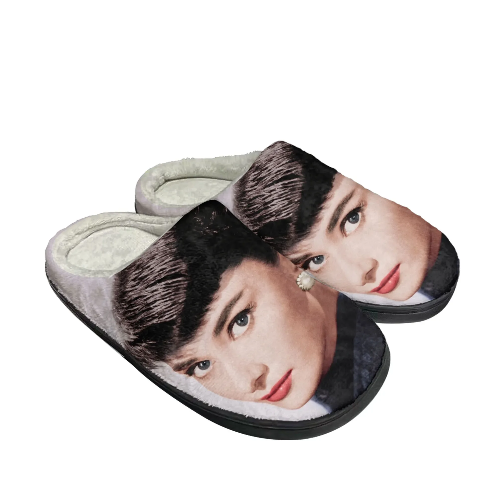 Audrey Hepburn Home Cotton Slippers Mens Womens Plush Bedroom Casual Keep Warm Shoes Thermal Indoor Slipper Customized DIY Shoe