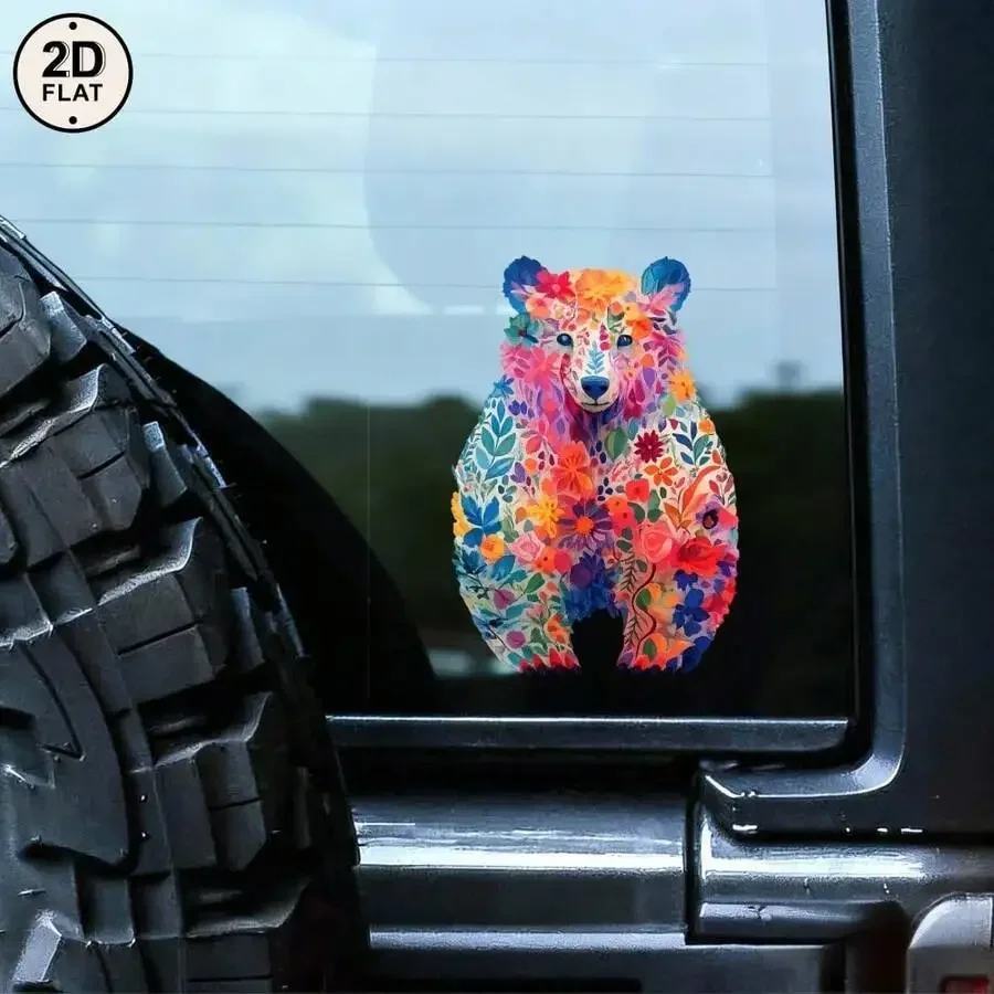 

Colorful Floral Bear Vinyl Car Window Sticker Decal Automotive Decoration