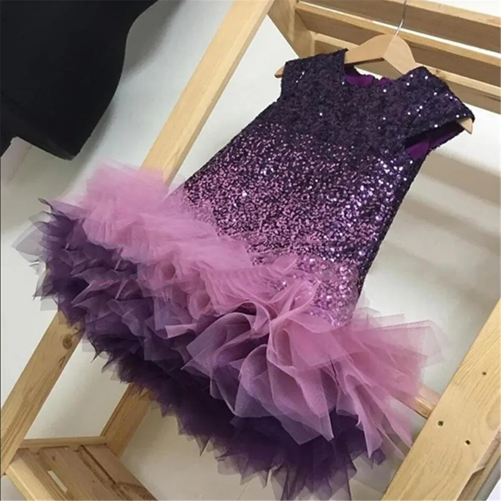 Kids Girl Sequined Dress Littl Girls Sleeveless Patchwork Tutu Dresses Children Wedding Party One-piece Frocks Infant Vestidos