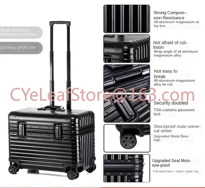 forTravel Bags Business Carry On Aluminium Pilot Case Luggage Suitcases Trolley Pilot Case