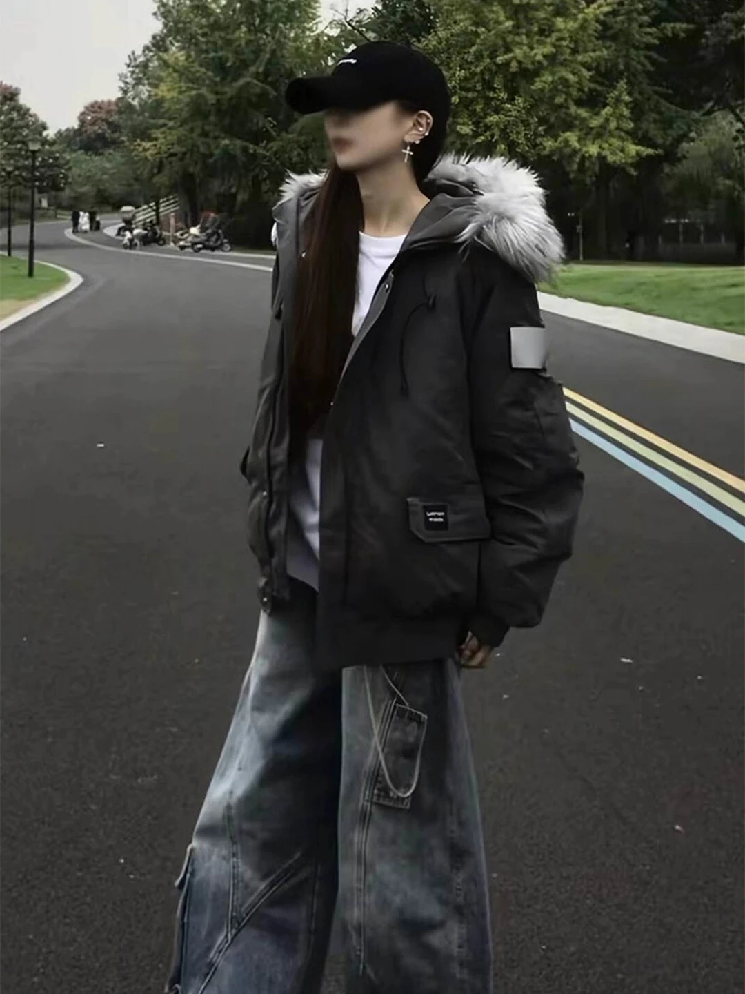 

ay Thiened Cotton Parka Coat with Large Fur Collar for Men And Women Winter Warm Hooded Jaet Cleanfit Cotton Outerwear