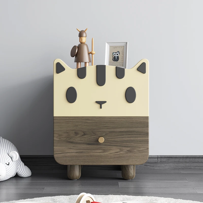 Children's bedside table, solid wood legs, simple Nordic small cabinet, bedside storage cabinet