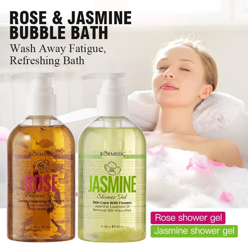 KORMESIC Jasmine Shower Gel Smooth Moisturizing Body Wash Long Lasting Scent Deep Cleansing