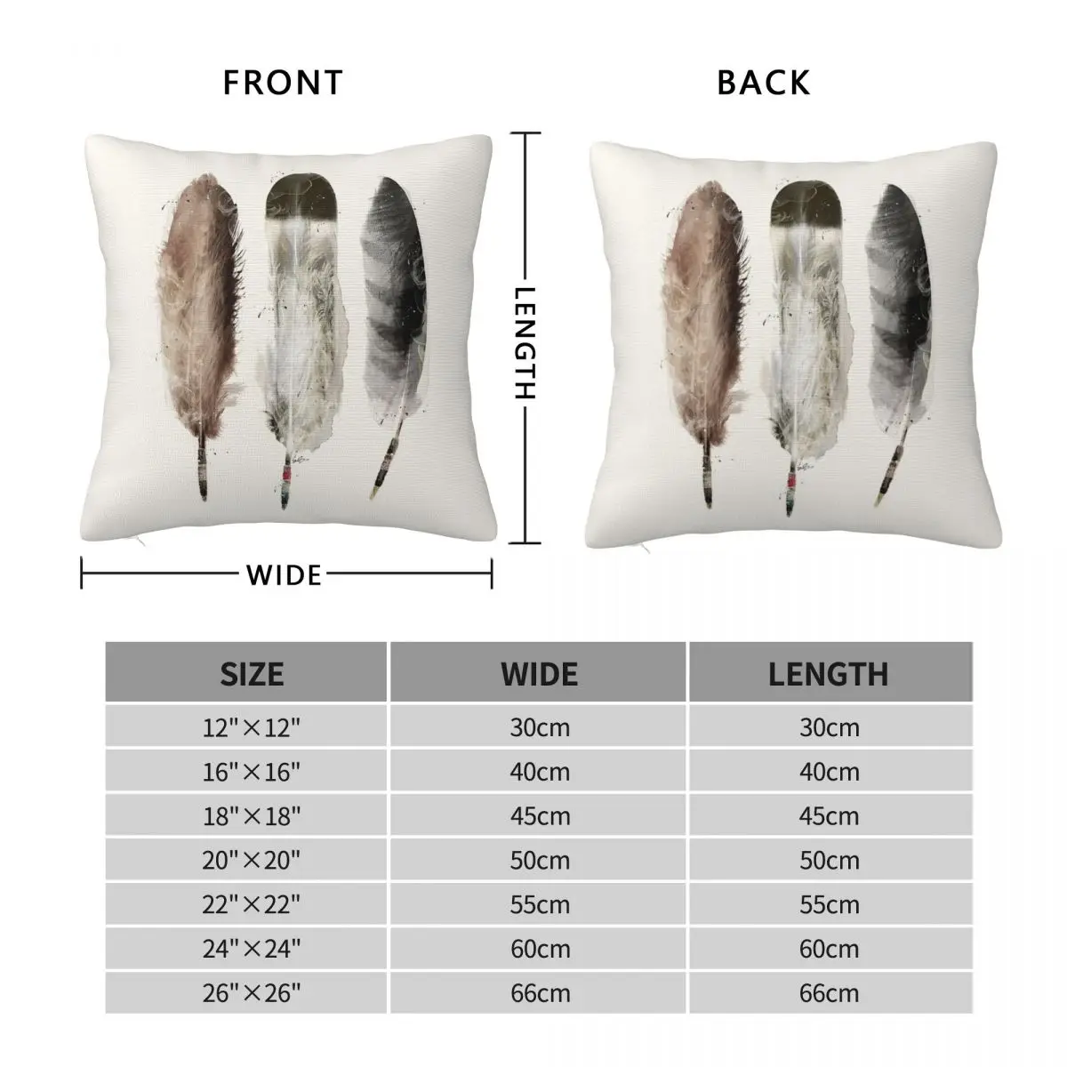 Native Feathers Square Pillowcase Polyester Linen Velvet Creative Zip Decorative Sofa Seater Cushion Cover 45x45