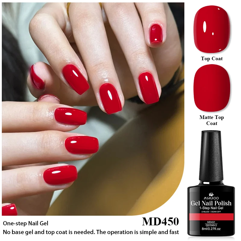 8ml 1-Step Nail Gel Polish No Need Base Gel & Top Coat Long-Lasting UV LED Soak Off Nail Art for DIY Manicure Salon Quality