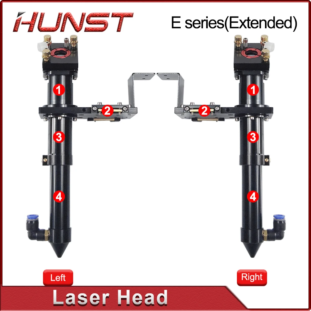 HUNST CO2 Laser Head E Series (Extended) for Lens D20MM FL50.8 & 63.5 Mirror 25MM for Laser Engraving and Cutting Machine.
