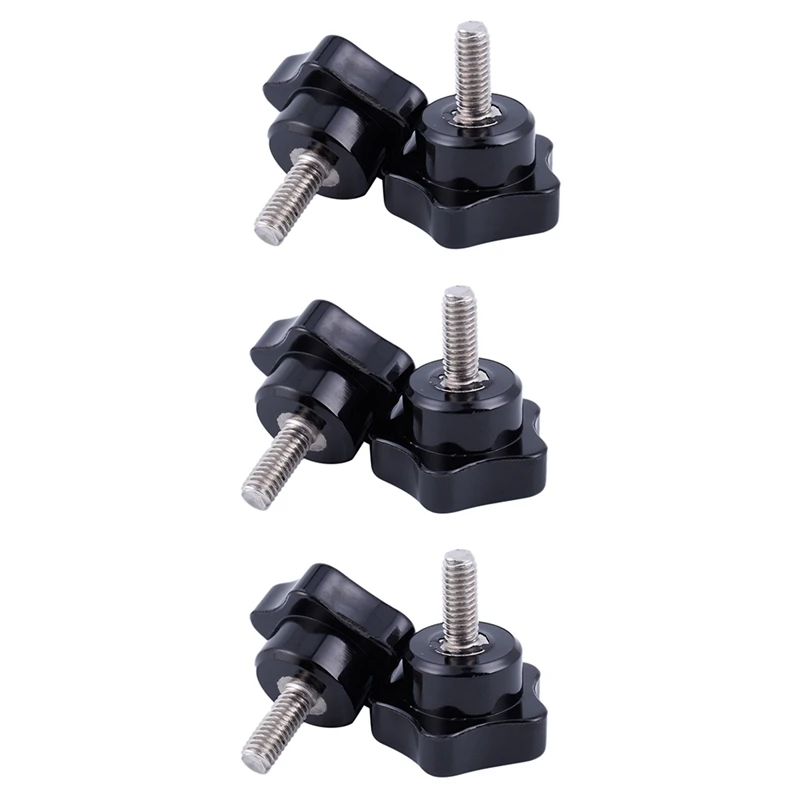 

M6 X 15Mm Male Thread Screw Star Head Locking Screw Handle Black 6 Pcs