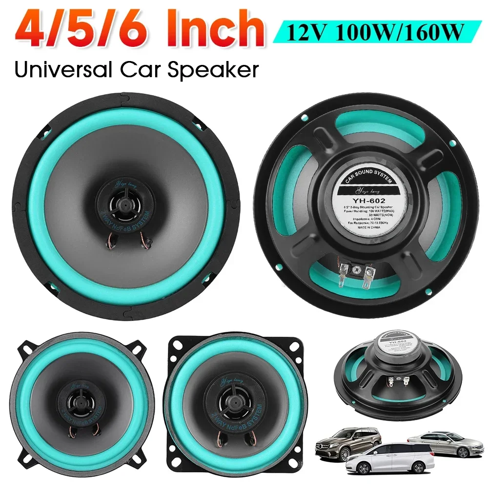 New 4/5/6 Inch Car Speakers 100W/160W Max HiFi Coaxial Subwoofer Car Audio Music Stereo Full Range Frequency Auto Speakers