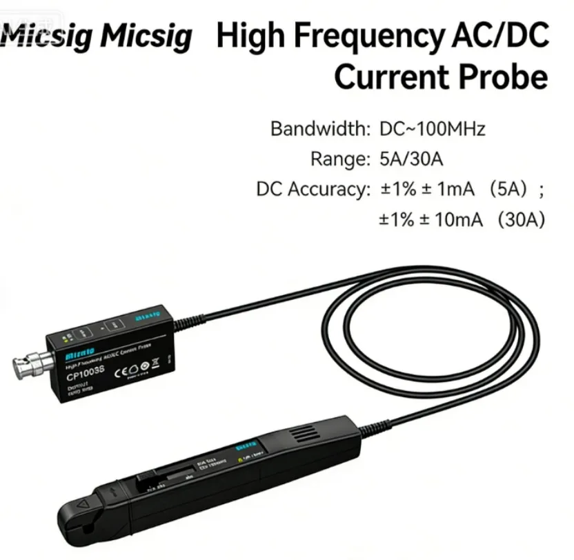 1pc Micsig CP1003B 100MHz 5A/30A Dual Range High Frequency AC/DC Current Probe with BNC Connector for Oscilloscope*SY