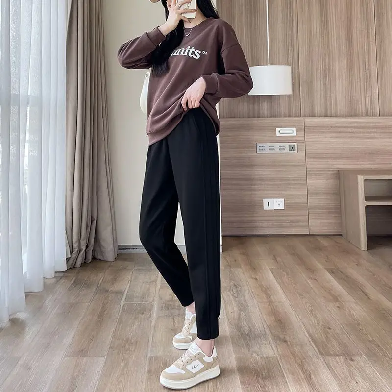 Women Autumn Winter Cotton Fleece Office Lady High Waist Appear Thin Sweatpants Women Clothes Fashion All-match Trend Harem